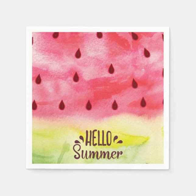Hello Summer Watermelon Napkins (Front)