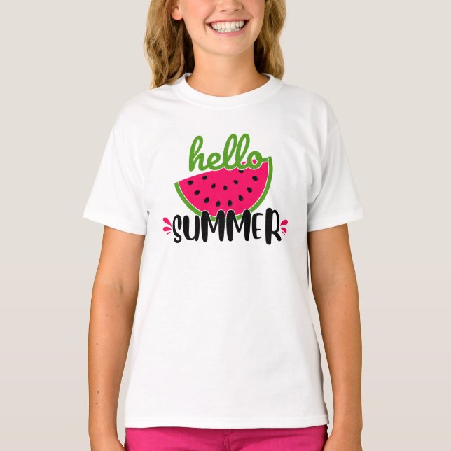 Hello Summer Watermelon  T-Shirt (Front)
