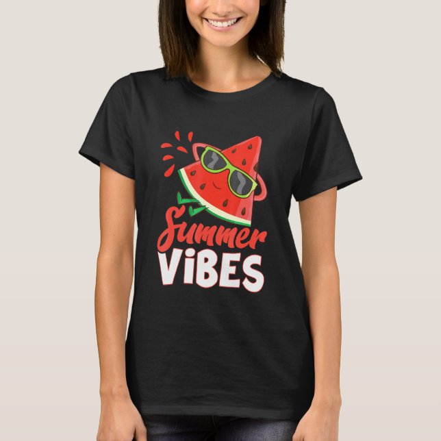 Hello Summer Watermelon With Sunglasses T-Shirt (Front)
