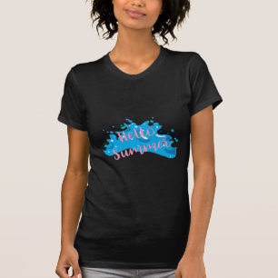 Hello Summer, Waves Graphic, Cool White T-Shirt