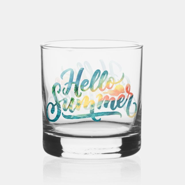 Hello Summer Whiskey Glass (Front)