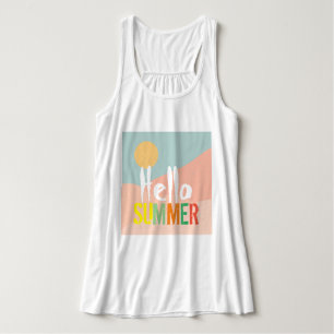 Hello Summer white cute colourful text based women Singlet
