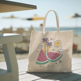 Hello Summer with Flamingo Tropical Tote Bag