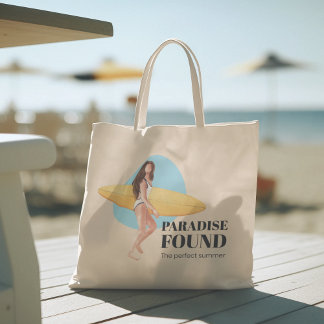 Hello Summer with typography Tropical Tote Bag