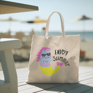 Hello Summer with typography Tropical Tote Bag