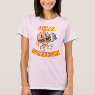 Hello Summertime Hamburger and Cola T-Shirt