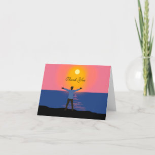 Hello Sun Magical Sunset Beach Scene Thank You Card