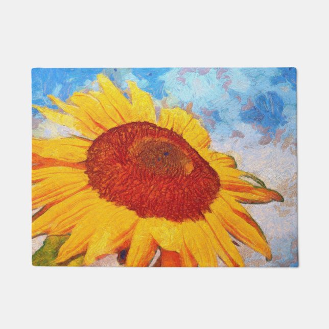 Hello Sun Sunflower Art Doormat (Front)