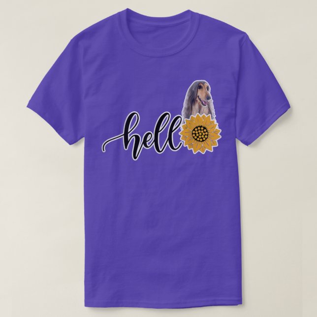 Hello Sunflower Afghan Hound  T-Shirt (Design Front)