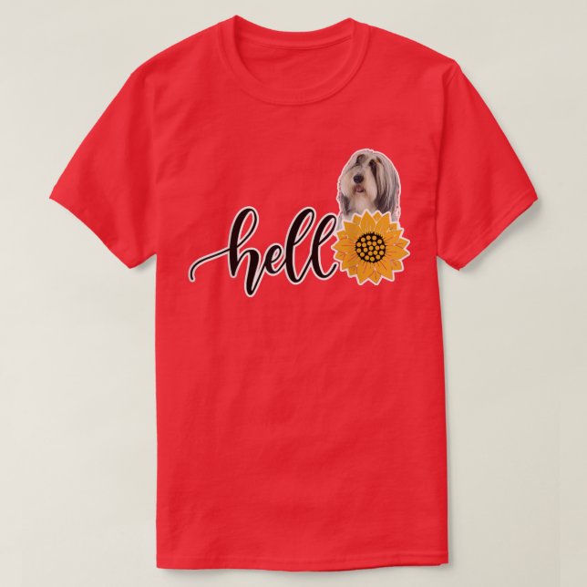 Hello Sunflower Bearded Collie  T-Shirt (Design Front)