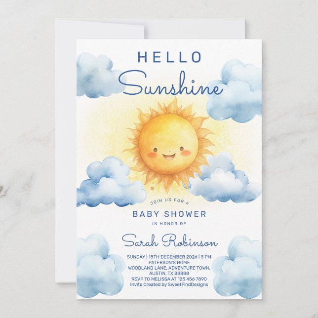 Hello Sunshine Baby Shower Invitation (Front)