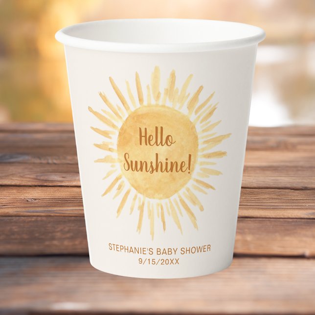 Hello Sunshine Baby Shower Paper Cups (Creator Uploaded)