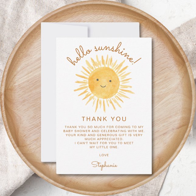 Hello Sunshine Baby Shower Thank You Card (Creator Uploaded)