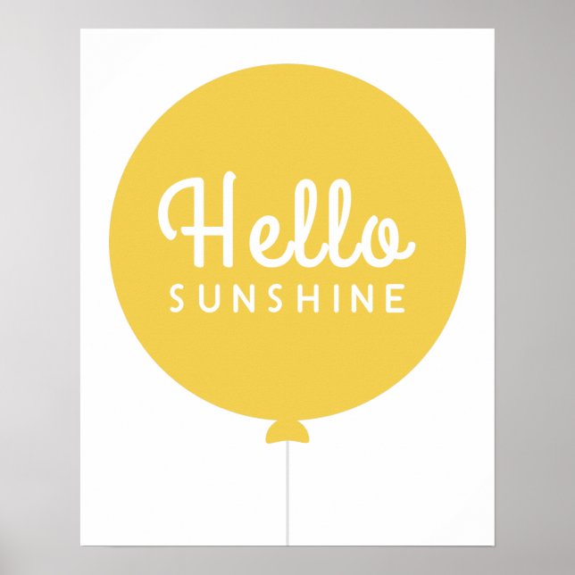 Hello Sunshine | Balloon Scandinavian Cute Yellow Poster (Front)