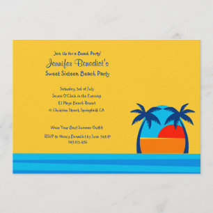 Hello Sunshine Beach Party Custom Invitation