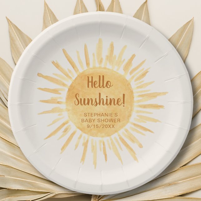 Hello Sunshine Boho Baby Shower Paper Plate (Creator Uploaded)