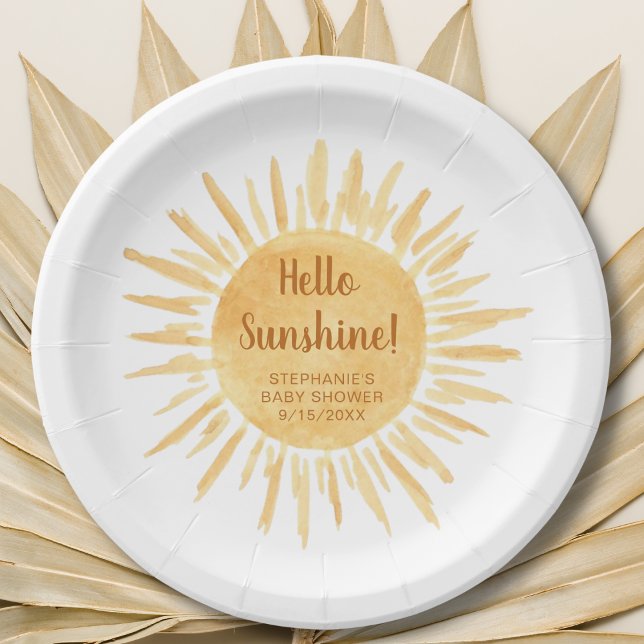 Hello Sunshine Boho Baby Shower Paper Plate (Creator Uploaded)
