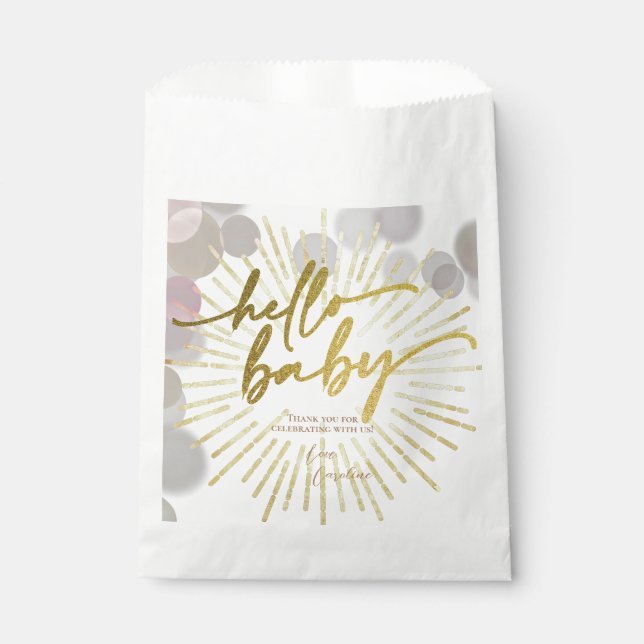 Hello Sunshine Boho Modern Happy Baby Girl Shower Favour Bags (Front)