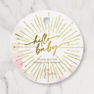Hello Sunshine Boho Modern Happy Baby Girl Shower Favour Tags