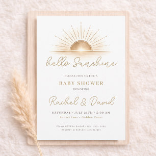 Hello Sunshine Boho Sun Coed Baby Shower Invitation