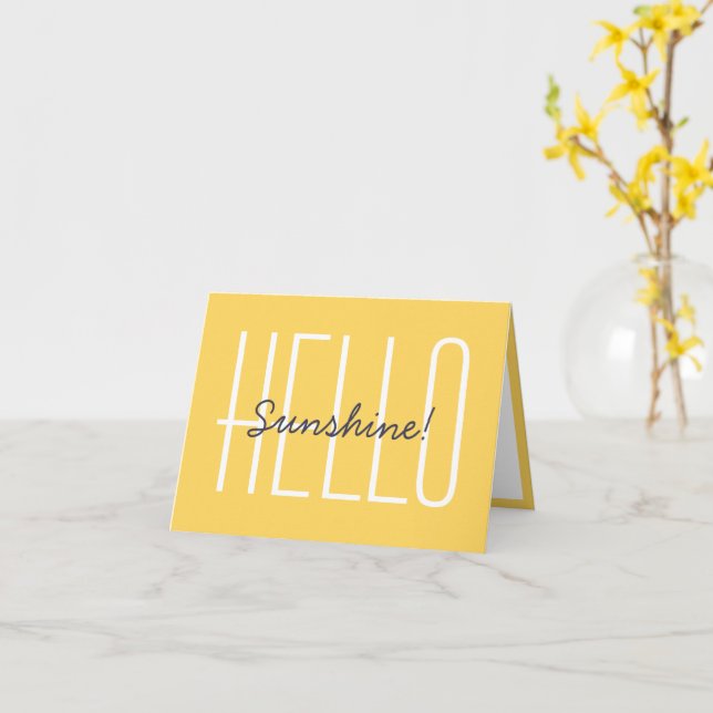 Hello Sunshine Cute Happy Yellow Typography Note Card (Yellow Flower)