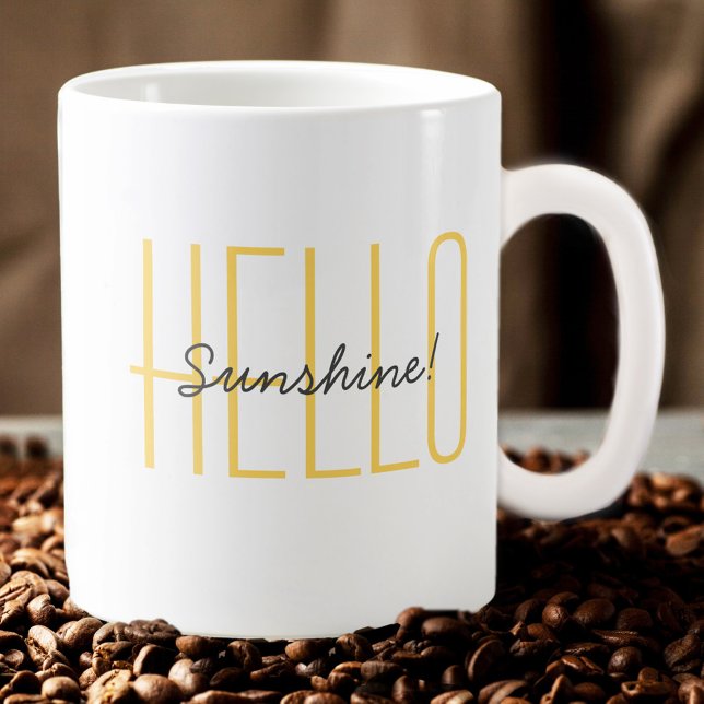 Hello Sunshine Cute Modern Quote Trendy Yellow Coffee Mug (Hello Sunshine Cute Modern Quote Trendy Yellow Coffee Mug)