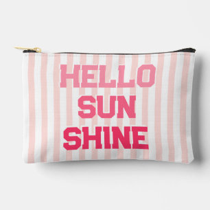 Hello Sunshine - Cute Peachy Pink Stripes  Accessory Pouch