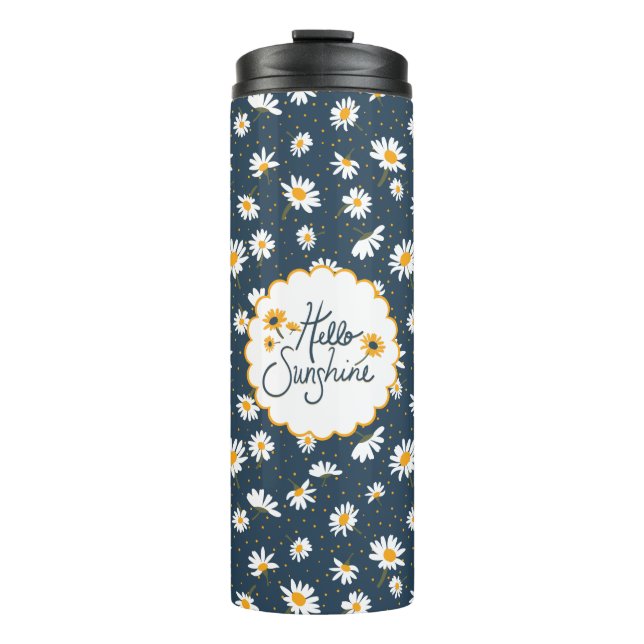 Hello Sunshine Daisy Floral Pattern Thermal Tumbler (Front)