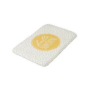 Hello Sunshine Dots Pattern Yellow Faux Gold Bath Mat
