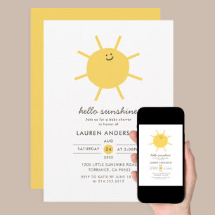 Hello Sunshine Gender Neutral Baby Shower  Invitation