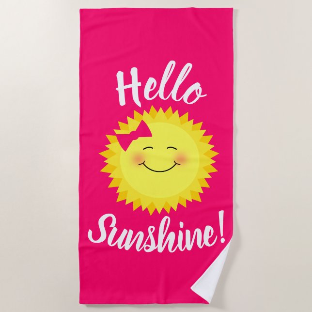 Hello Sunshine Girly Sun Beach Towel (Front)