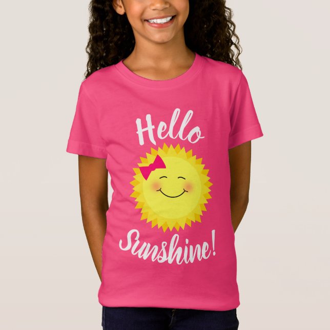 Hello Sunshine Girly Sun T-Shirt (Front)