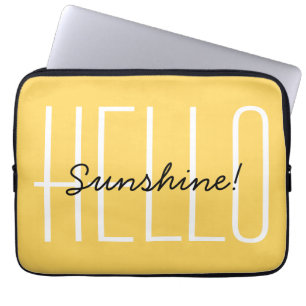 Hello Sunshine Modern Typography Yellow Laptop Sleeve