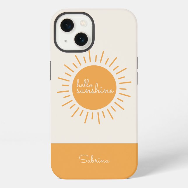 Hello Sunshine Personalised Yellow Boho iPhone Case (Back)