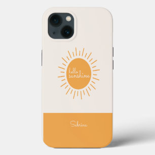 Hello Sunshine Personalised Yellow Boho iPhone 13 Case