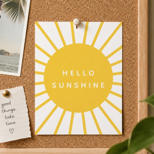 Hello Sunshine Postcard | Sunburst Positive Note (Hello Sunshine postcard with bold yellow sunburst artwork for happy mail and cheerful decor.)