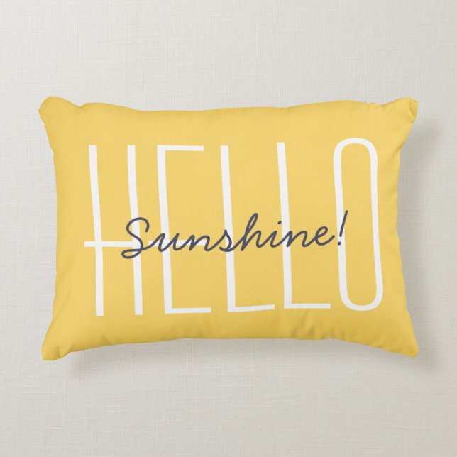 Hello Sunshine Quote Cheerful Decorative Yellow Cushion (Front)