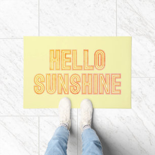 Hello Sunshine Retro Typography Yellow Door Mat