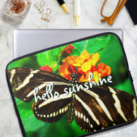Hello Sunshine Script Black White Stripe Butterfly
