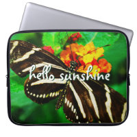 Hello Sunshine Script Black White Stripe Butterfly