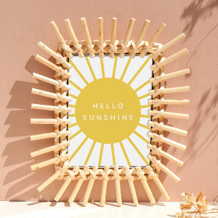 Hello Sunshine Sun Modern Scandi Mustard Yellow Poster