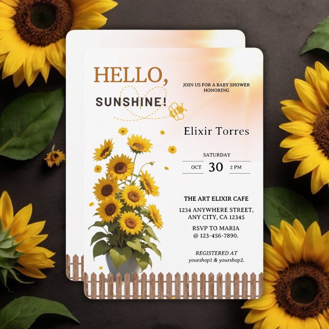 Hello Sunshine Sunflower Garden Baby Shower Invitation (Creator Uploaded)