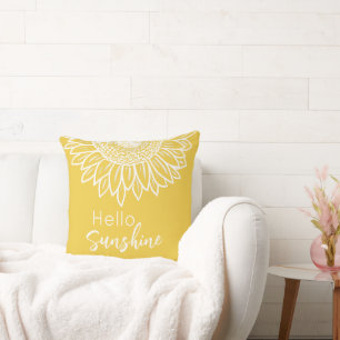 Hello Sunshine Sunflower Outdoor Pillow