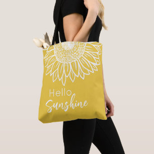 Hello Sunshine Sunflower Outdoor Pillow Tote Bag
