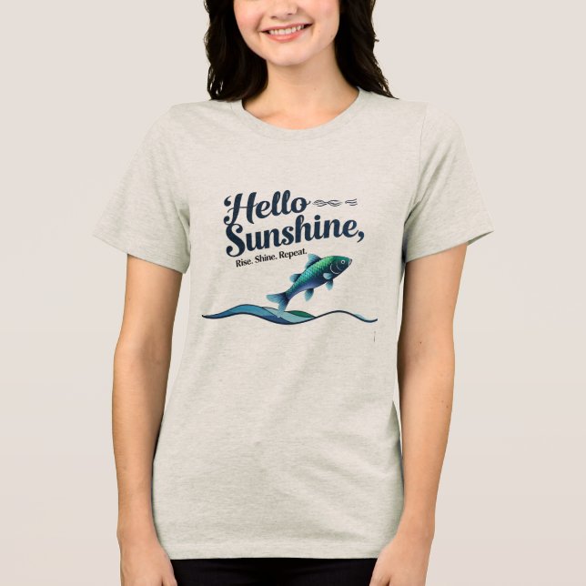 Hello Sunshine, Swim. Shine. Repeat. Tri-Blend Shirt (Front)