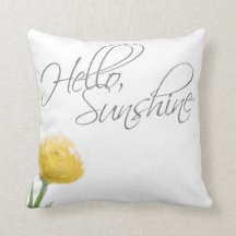 Hello Sunshine Yellow Flower Throw Pillow