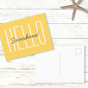 Hello Sunshine Yellow Quote  Postcard