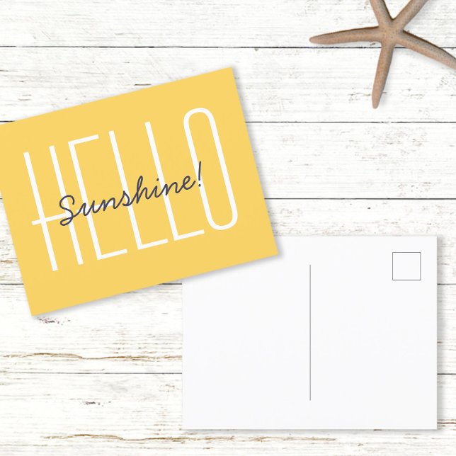 Hello Sunshine Yellow Quote  Postcard (Hello Sunshine Yellow Typography Quote Postcard)