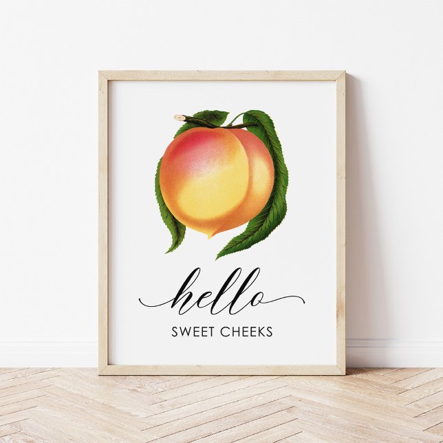 Hello Sweet Cheeks Vintage Peach Bathroom Art  Poster (Creator Uploaded)