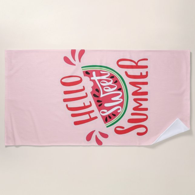 Hello Sweet Summer Beach Towel (Front)